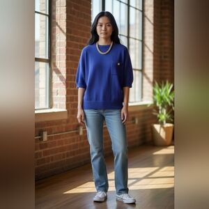 VINTAGE Liz Claiborne Navy Blue Lambswool/Angora Sweater